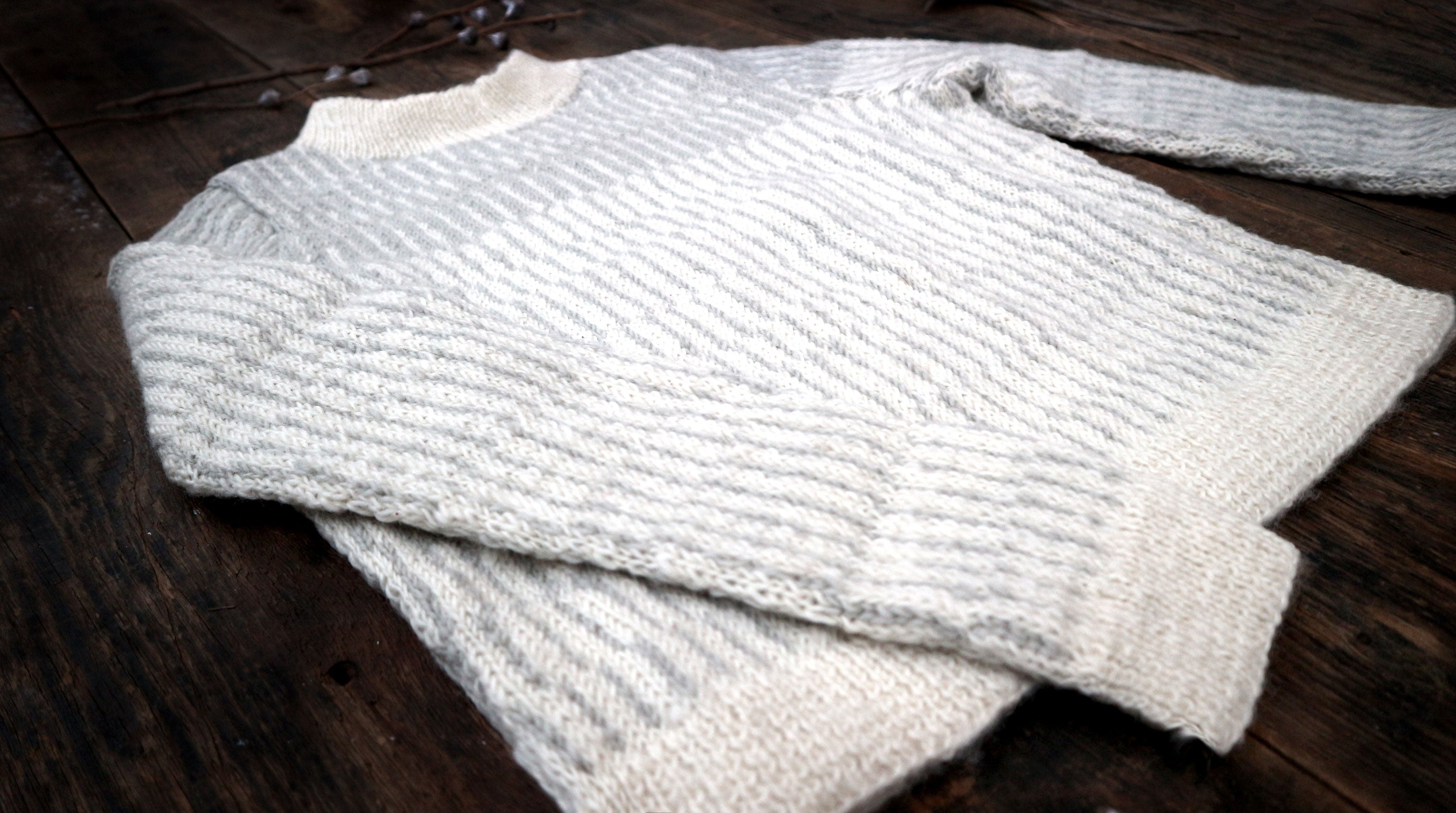 Womens · sweater - Fisherman |||II||I Grey & natural white